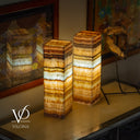 Aqua Onyx Square Table Lamp - 20" Tall, x 6"x 6" (Medium Pair #72)