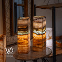 Aqua Onyx Square Table Lamp - 20" Tall, x 6"x 6" (Medium Pair #76)