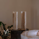 White Ice Onyx Cylinder Table Lamp Pair – 20″ Tall × 5.5″ Diameter