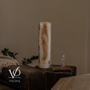 White Ice Onyx Cylinder Table Lamp – 20″ Tall × 5.5″ Diameter