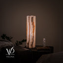 White Ice Onyx Cylinder Table Lamp – 20″ Tall × 5.5″ Diameter