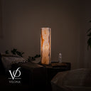 White Ice Onyx Cylinder Table Lamp – 20″ Tall × 5.5″ Diameter