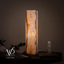 White Ice Onyx Cylinder Table Lamp – 20″ Tall × 5.5″ Diameter