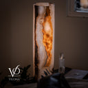 White Ice Onyx Cylinder Table Lamp – 20″ Tall × 5.5″ Diameter