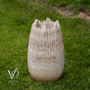 White Ice Onyx Crown Lamps - Sculptural Natural Stone Pair