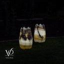 White Ice Onyx Crown Lamps - Sculptural Natural Stone Pair
