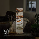 Light Tangerine Onyx Cylinder Table Lamp #3 — 19.75″