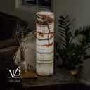 Light Tangerine Onyx Cylinder Table Lamp #3 — 19.75″