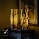 Bamboo Onyx Table Lamp Pair – Dark Edition #2 – 19.75" Tall × 6" Wide Each