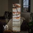 Light Tangerine Onyx Cylinder Table Lamp #3 — 19.75″