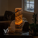 Tangerine Onyx Cylinder Table Lamp #4 — 19.75″