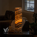 Tangerine Onyx Cylinder Table Lamp #4 — 19.75″