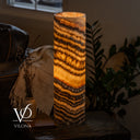 Tangerine Onyx Cylinder Table Lamp #4 — 19.75″