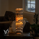 Tangerine Onyx Cylinder Table Lamp #5 — 19.75″