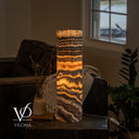 Tangerine Onyx Cylinder Table Lamp #5 — 19.75″