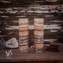 Tangerine Onyx Cylinder Table Lamp Pair #2 — 19.75″