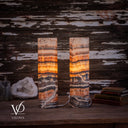 Tangerine Onyx Cylinder Table Lamp Pair #2 — 19.75″
