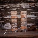 Tangerine Onyx Cylinder Table Lamp Pair #2 — 19.75″