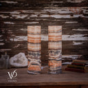 Tangerine Onyx Cylinder Table Lamp Pair #2 — 19.75″
