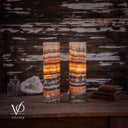 Tangerine Onyx Cylinder Table Lamp Pair #2 — 19.75″