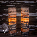 Tangerine Onyx Cylinder Table Lamp Pair #2 — 19.75″