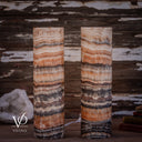 Tangerine Onyx Cylinder Table Lamp Pair #2 — 19.75″