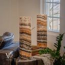 Tangerine Onyx Cylinder Table Lamp Pair #3 — 19.75″