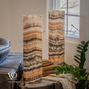 Tangerine Onyx Cylinder Table Lamp Pair #3 — 19.75″