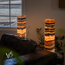 Tangerine Onyx Cylinder Table Lamp Pair #4 — 19.75″