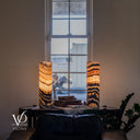 Tangerine Onyx Cylinder Table Lamp Pair #5 — 19.75″