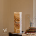 Aqua Onyx Live-Edge Cylinder Table Lamp — 16″