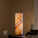 Aqua Onyx Live-Edge Cylinder Table Lamp — 16″