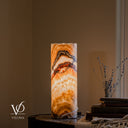 Aqua Onyx Live-Edge Cylinder Table Lamp — 16″