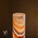 Aqua Onyx Live-Edge Cylinder Table Lamp — 16″