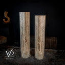 White Ice Onyx Floor Lamp - Pair - Large - 59 & 55"H x 13.5"W - Hexagon