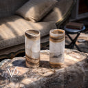 White Ice Onyx - 12" Tall, x 4.5" Diameter (Small Live Edge Table Lamp Pair #2)