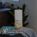 White Ice Onyx - 12" Tall, x 4.5" Diameter (Small Table Lamp #1)