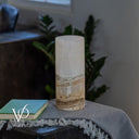 White Ice Onyx - 12" Tall, x 4.5" Diameter (Small Table Lamp #1)