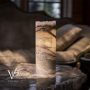 White Ice Onyx - 12" Tall, x 4.5" Diameter (Small Live Edge Table Lamp #2)