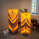Miami Sunset Onyx Floor Lamp Pair #1