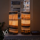 Honeycomb Onyx Live Edge Table Lamp Pair #1