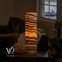 Tangerine Onyx Cylinder Table Lamp #4 — 19.75″