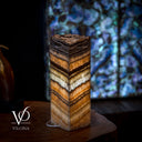 Aqua Onyx Table Lamp - Small - (18" Tall, 6x6" Live Edge Square #7)