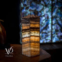 Aqua Onyx Table Lamp - Small - (18" Tall, 6x6" Live Edge Square #7)