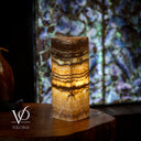 Aqua Onyx Table Lamp - Small - (18" Tall, 6x6" Closed Top Square #69)