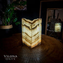 Ashen Glow Onyx Lamp (Small Square Table Lamp #7)
