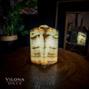 Ashen Glow Onyx Lamp (Small Square Table Lamp #7)