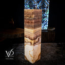 Golden Cloud Onyx Floor Lamp - Exotic Dragon Eye - Medium - 51.25"H x 12"W - Square - #1