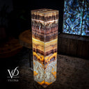 Golden Cloud Onyx Floor Lamp - Exotic Dragon Eye - Medium - 51.25"H x 12"W - Square - #1