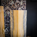 Golden Cloud Onyx Floor Lamp - Pair - Large - 63-67"H x 12-12"W - Square